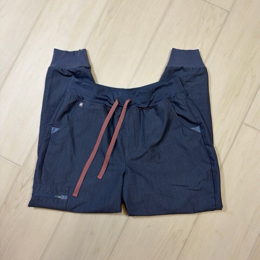 FIGS Heather Denim Zamora High Rise Jogger Scrub Pants Size Medium Petite